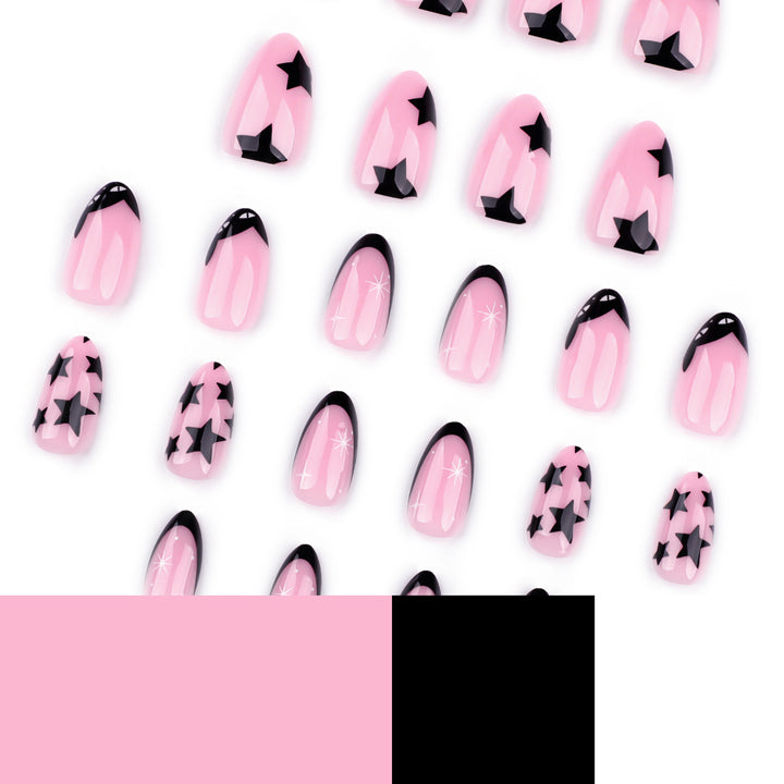 Artful Nail Art with Star and Black Tip Design Kalsten