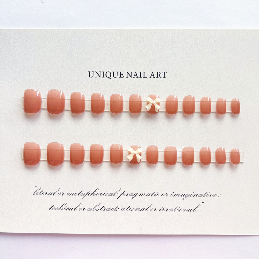 Unique Press-On Nail Art Set with Decorative Bows