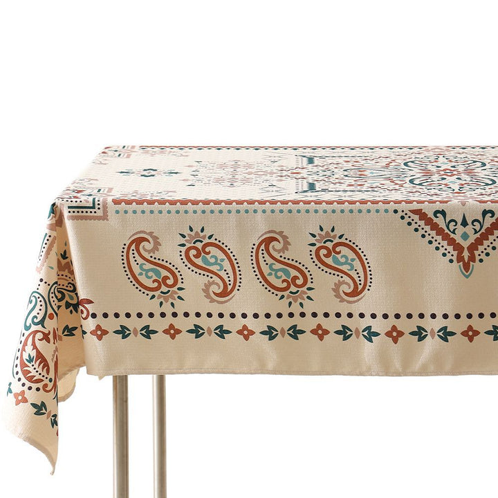 Rectangular oilcloth tablecloth with paisley pattern