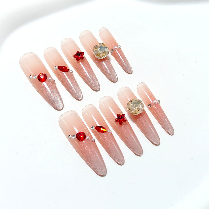 Artificial nails with glamorous decorations Kalsten