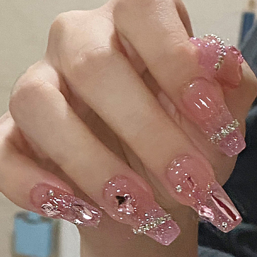 Stylish Glitter Gel Nail Extensions
