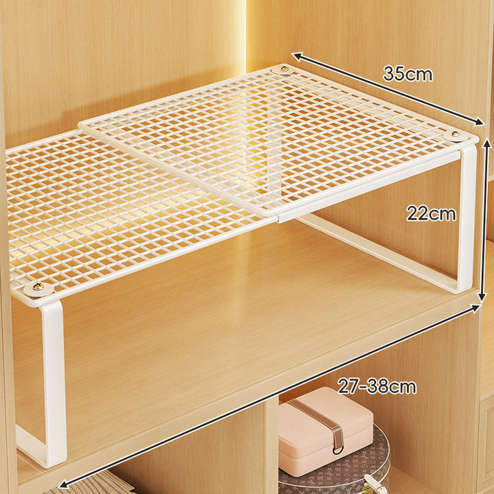 Adjustable Expandable Mesh Closet Shelf Riser with Sturdy U-Leg Support