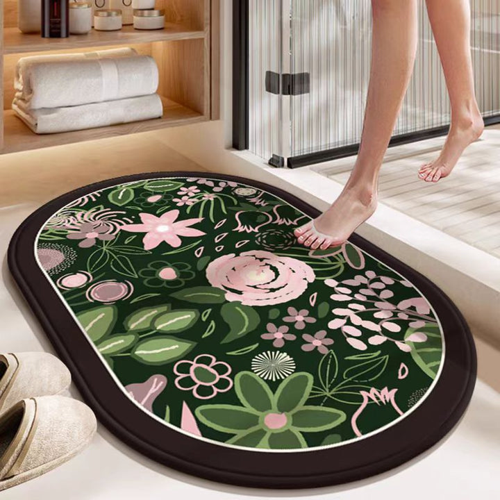 Decorative Floral Embossed Bath Mat