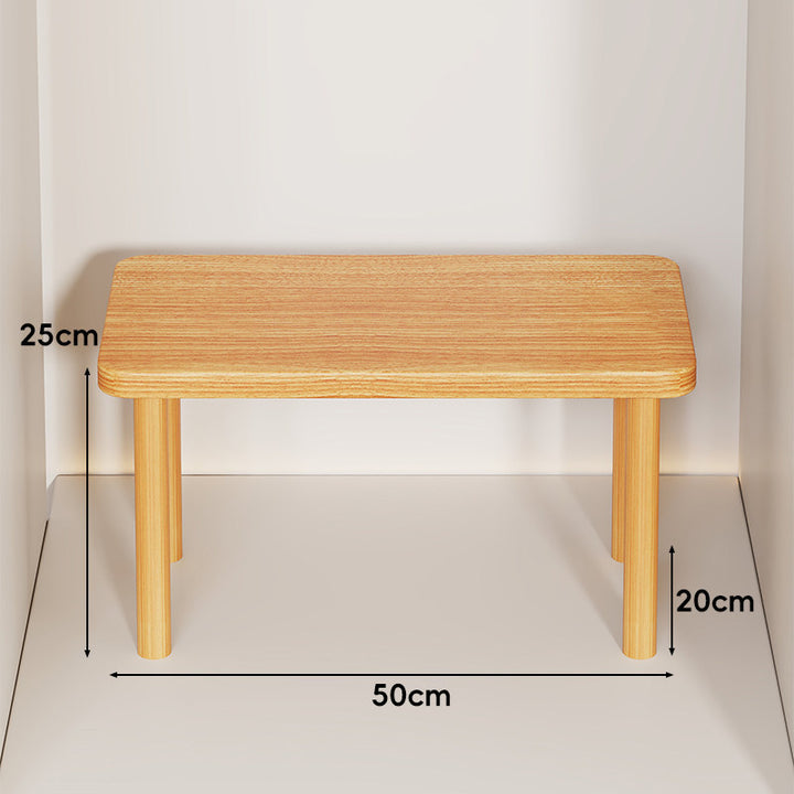 Height-Adjustable Rectangular Wooden Riser Table with Detachable Round Legs