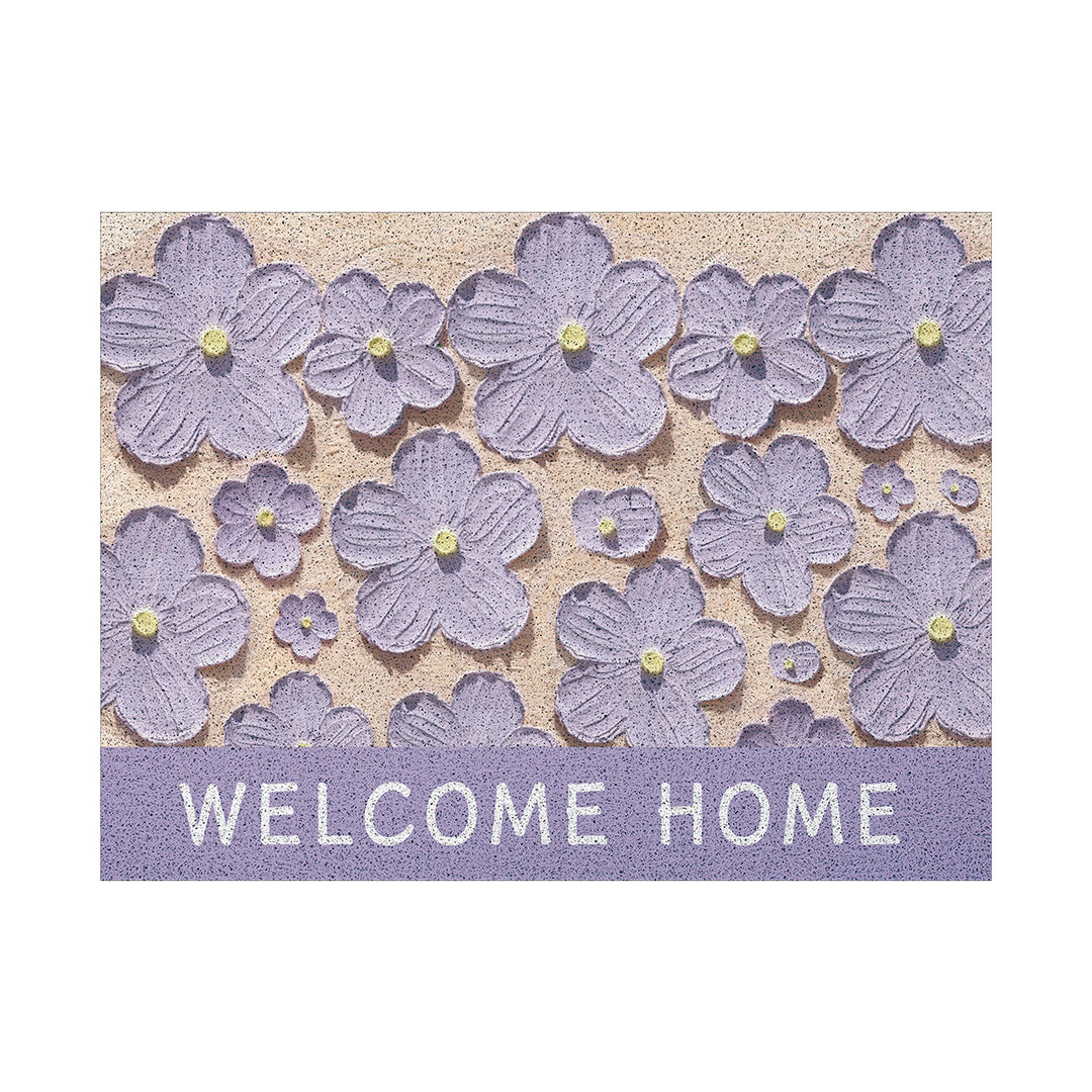 Absorbent Anti-Slip Indoor Entrance Doormat with Retro Yellow Gerbera Print and 'Welcome Home' Typography
