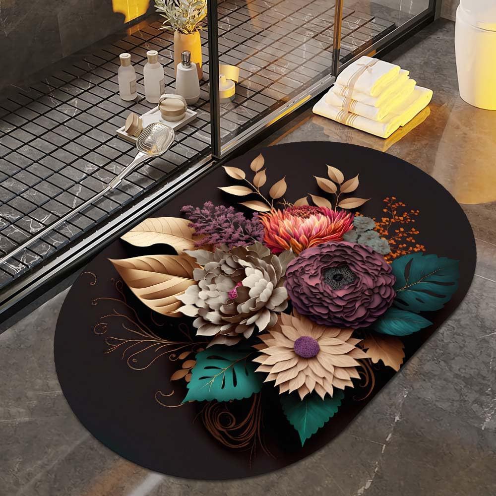 Floral Art Bath Rug Kalsten