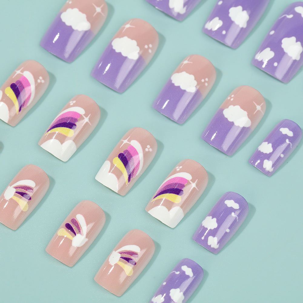 Creative Nail Art Set with colorful rainbow and cloud designs Kalsten
