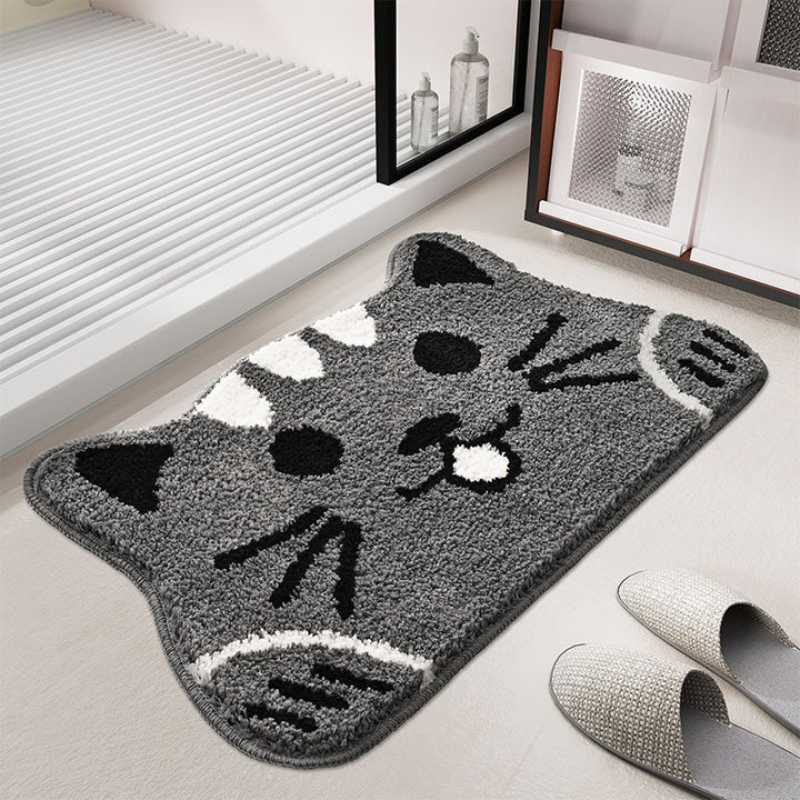 Whimsical Cat-Themed Bath Mat Kalsten