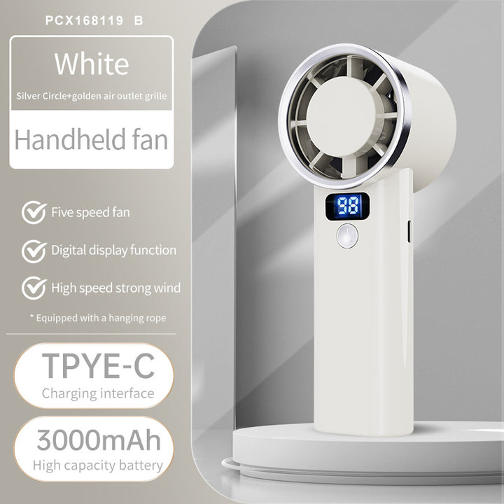 Women portable hand fan with digital display and five speed levels Kalsten