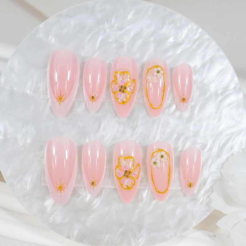 Artificial nail set with elegant floral and glamorous details Kalsten