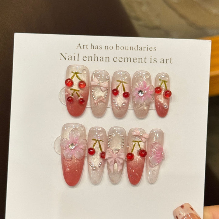 Artistic Cherry Blossom Press-On Nails