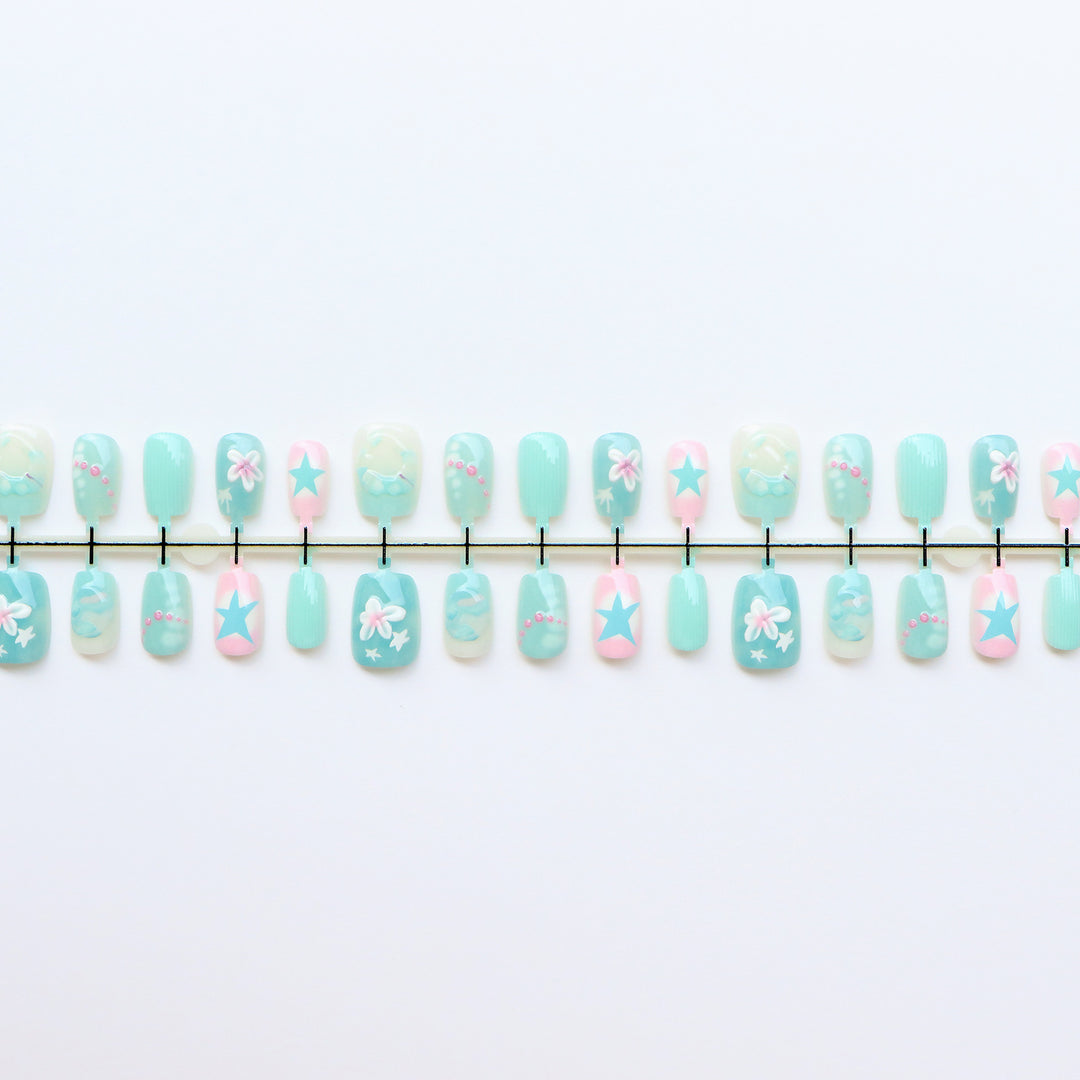 Mermaid-Inspired Decorative Press-On Nail Set Kalsten