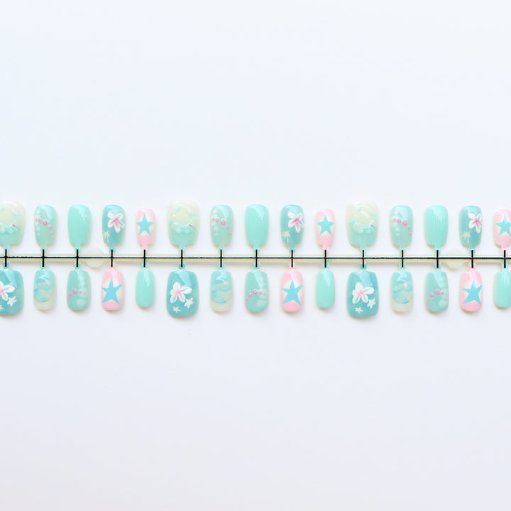 Mermaid-Inspired Decorative Press-On Nail Set Kalsten