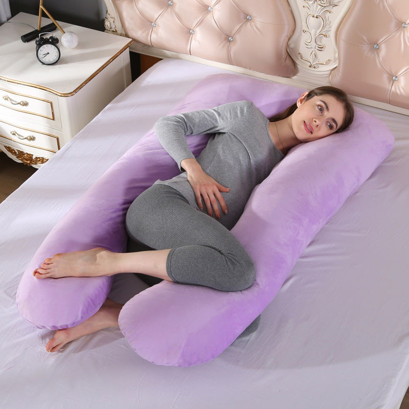 ergonomic U-shaped full-body maternity support pillow with removable washable velour cover and adjustable inner bolster Kalsten