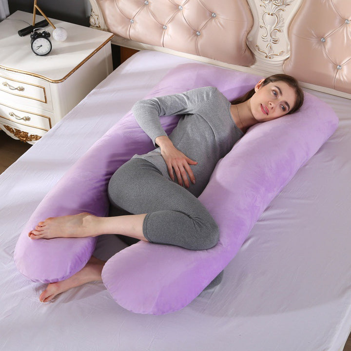 Full-Body U-Shaped Maternity Support Pillow With Removable Velour Cover