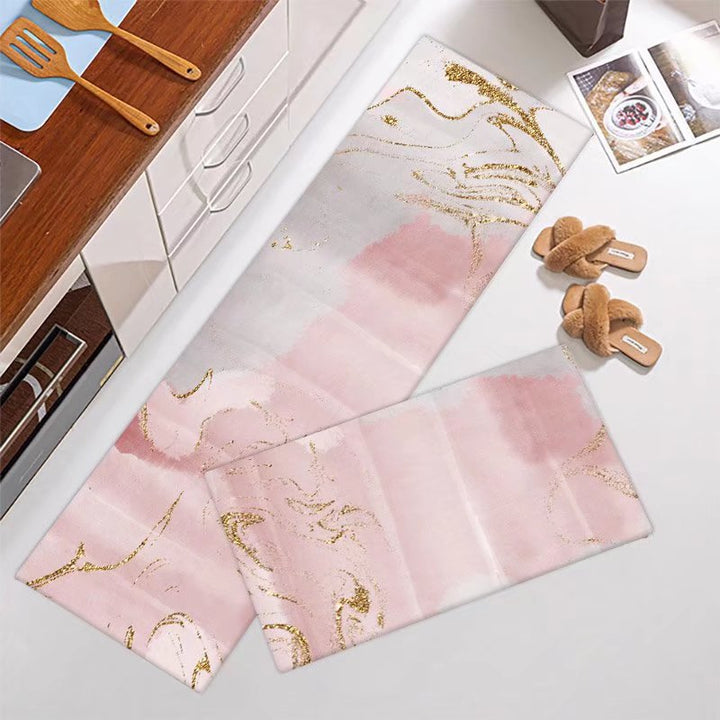 Marble-Pattern Kitchen Runner Mat Set Kalsten