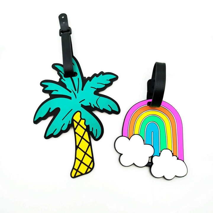 silicone rainbow-shaped luggage tag with adjustable buckle strap soft PVC travel ID tag Kalsten