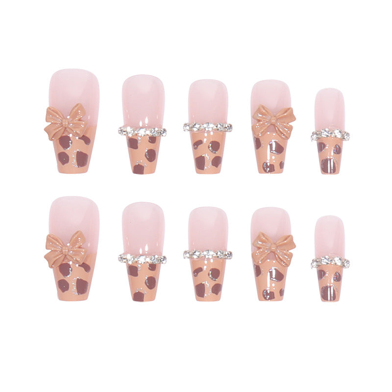 Decorative Press-On Nail Set with Floral and Gem Accents Kalsten