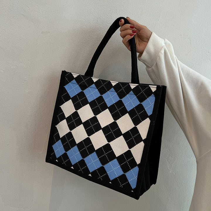 Elegant Checkered Pattern Tote Bag