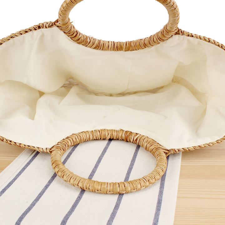 Basket bag with elegant round handle and handcrafted design Kalsten