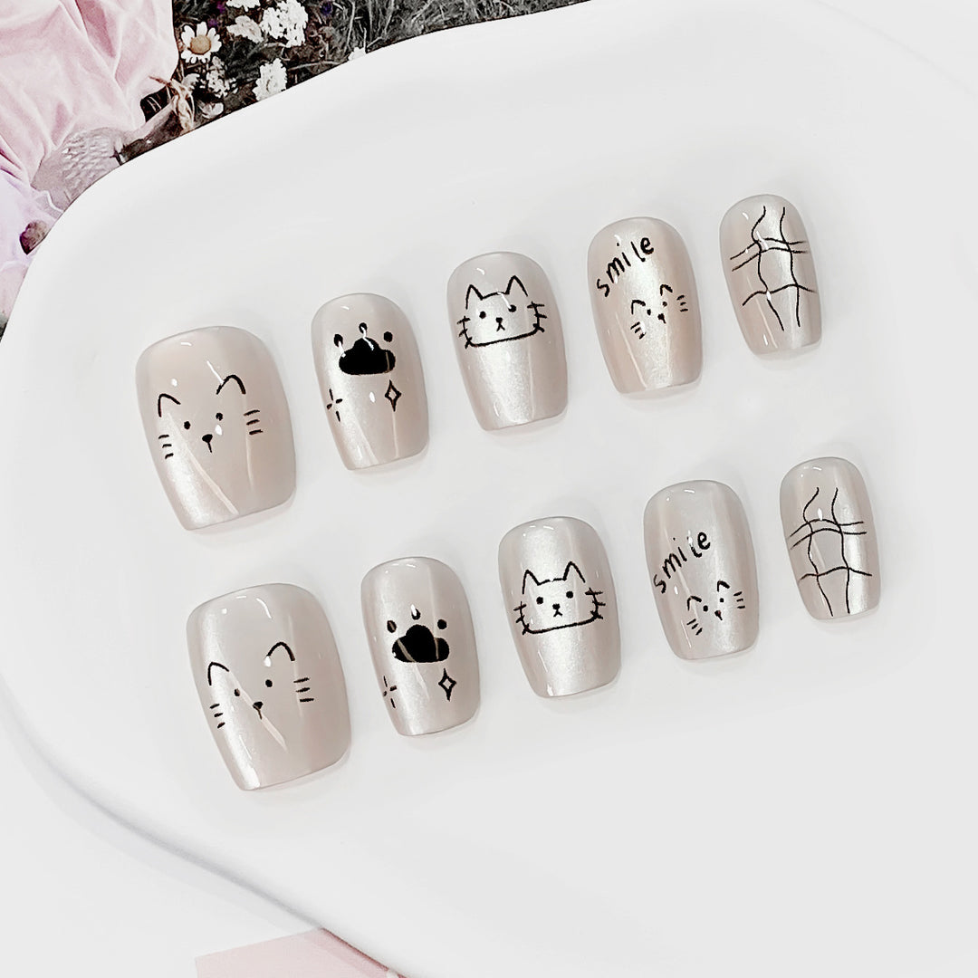 Creative Nail Art Set with Cat Designs Kalsten