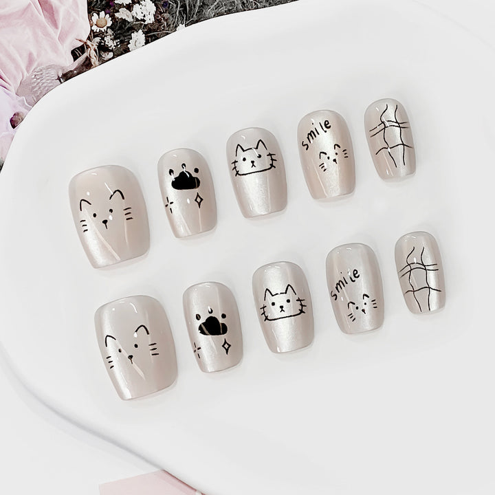 Creative Nail Art Set with Cat Designs Kalsten