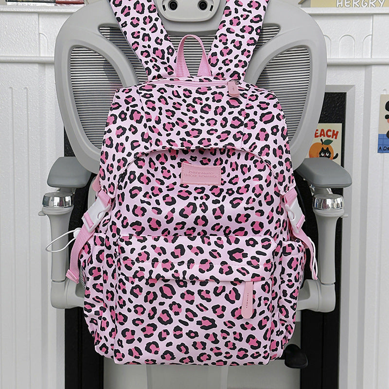 Playful Leopard Print School Backpack Kalsten