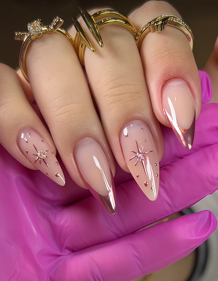 Elegant Stiletto Press-On Nail Set with Star Accents Kalsten