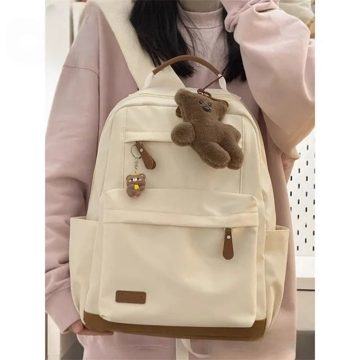 Fashionable leisure backpack with cute bear charm Kalsten