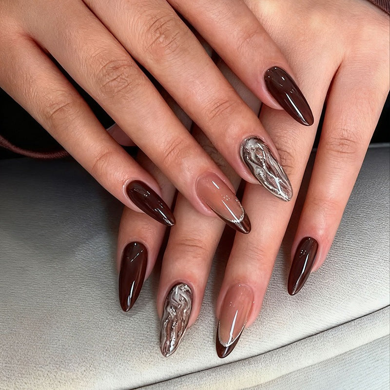 Acrylic nail set with elegant design and 3D details Kalsten
