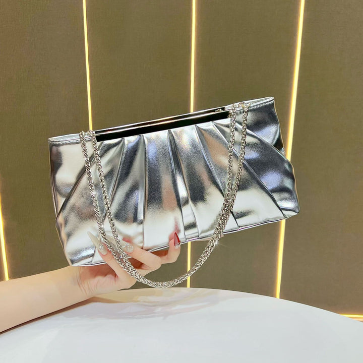 Pleated Chain Strap Evening Handbag