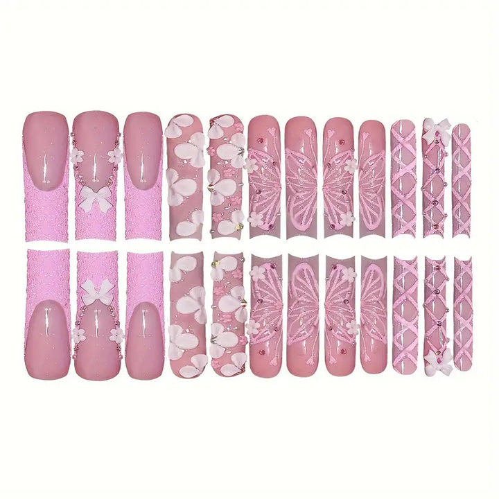Decorative 3D Floral Press-On Nail Art Kalsten