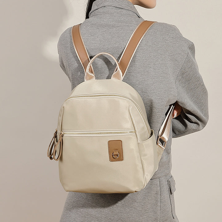 Compact Nylon Backpack with Multiple Pockets