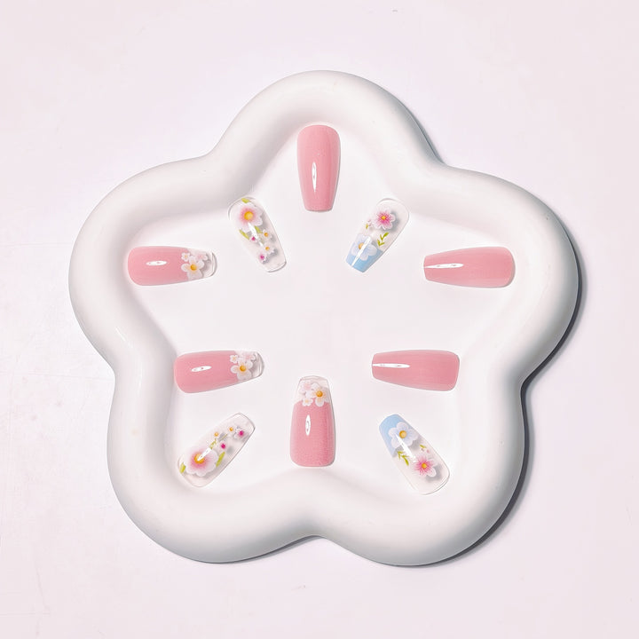 Floral Art Acrylic Nail Tips Kalsten