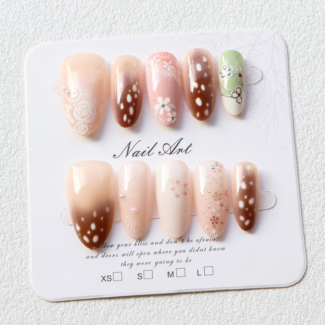 Floral Embellished Press-On Nail Set  1791724359