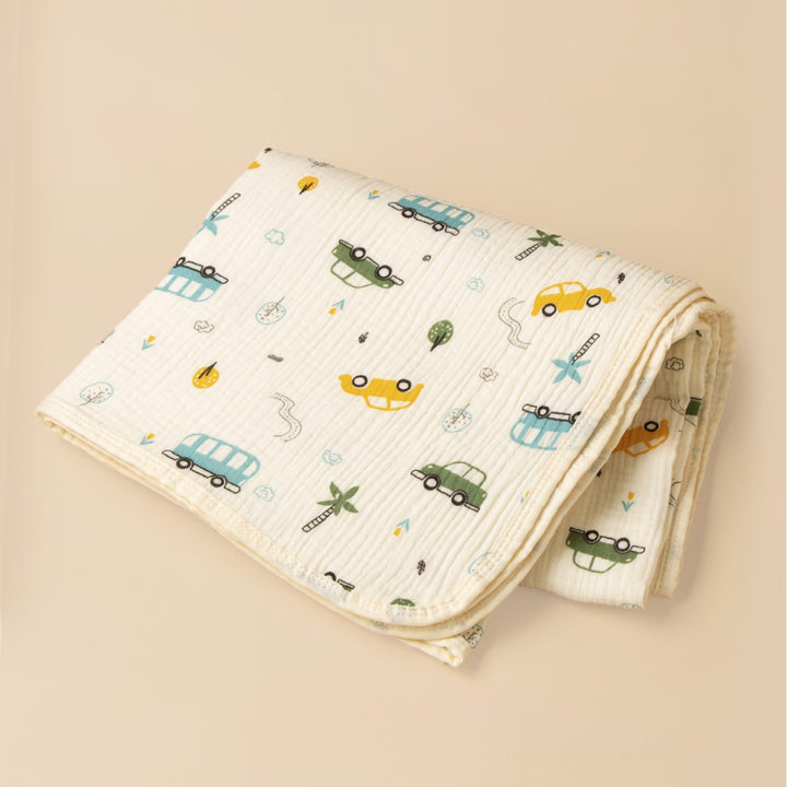 Soft Cotton Vehicle Print Muslin Blanket kalsten