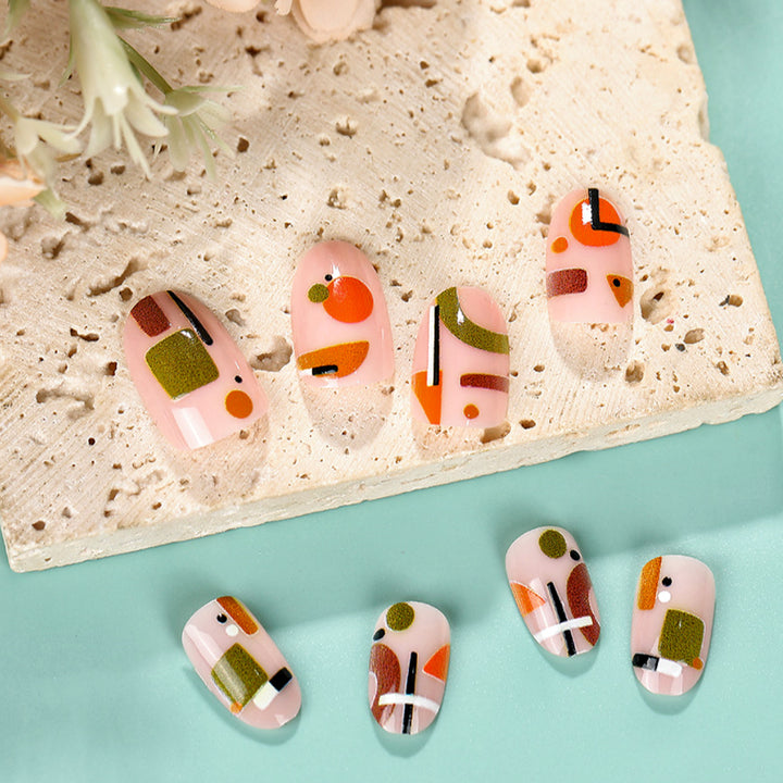 Artificial nails with geometric design Kalsten