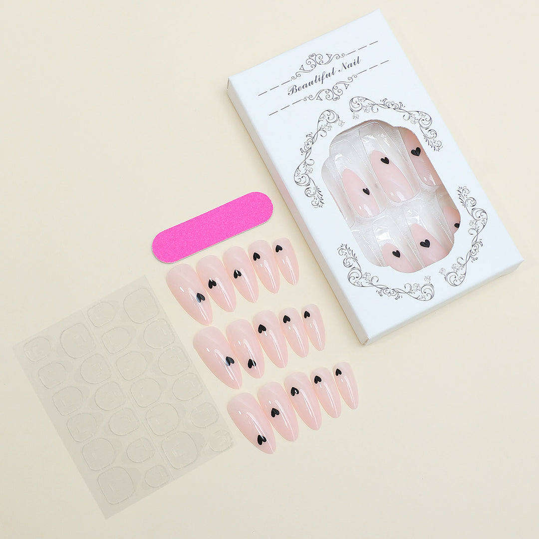 Acrylic nail set with stylish heart designs Kalsten