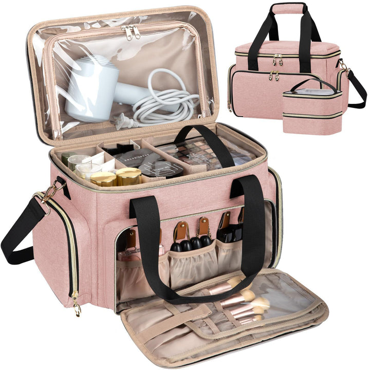 Cosmetic organizer bag with multiple compartments and transparent pockets Kalsten