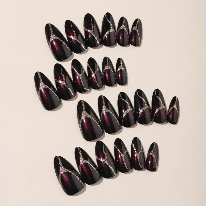 Acrylic nail set with glamorous accents and high-gloss finish Kalsten