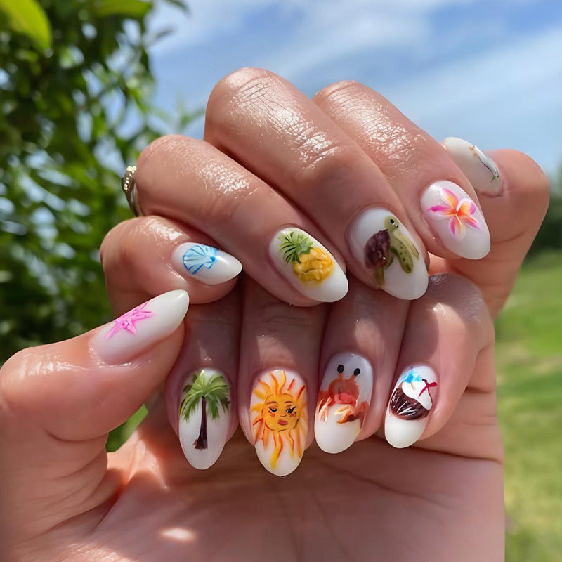 Artificial nail set with creative maritime motifs Kalsten