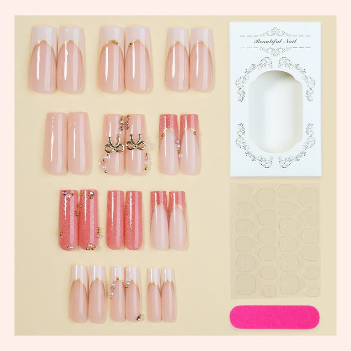 Acrylic nail set with elegant glitter and 3D accents Kalsten