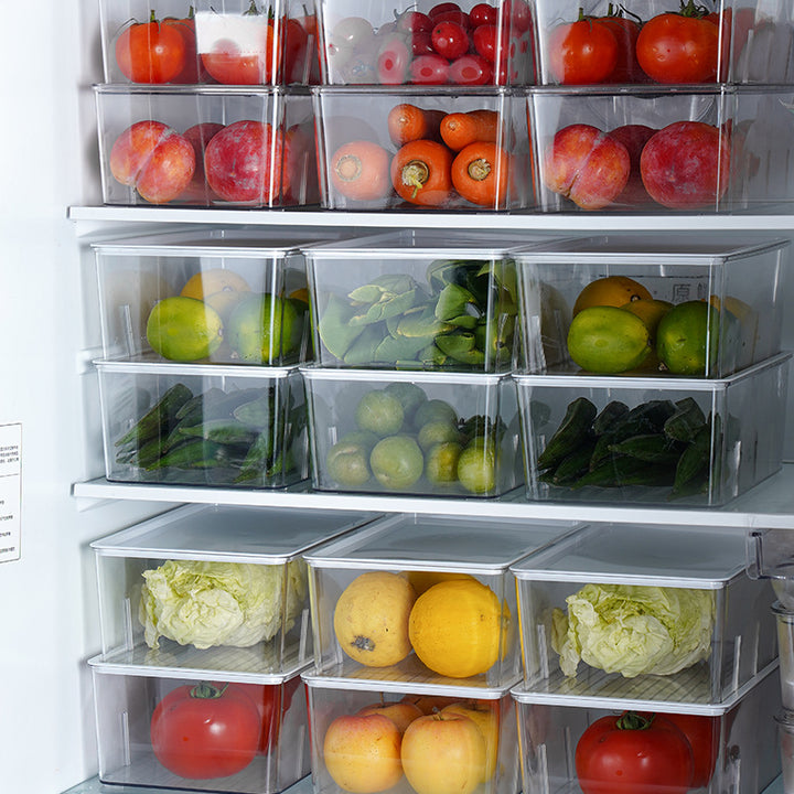 Flat transparent acrylic storage lid with sealing lip and elevated stand feet