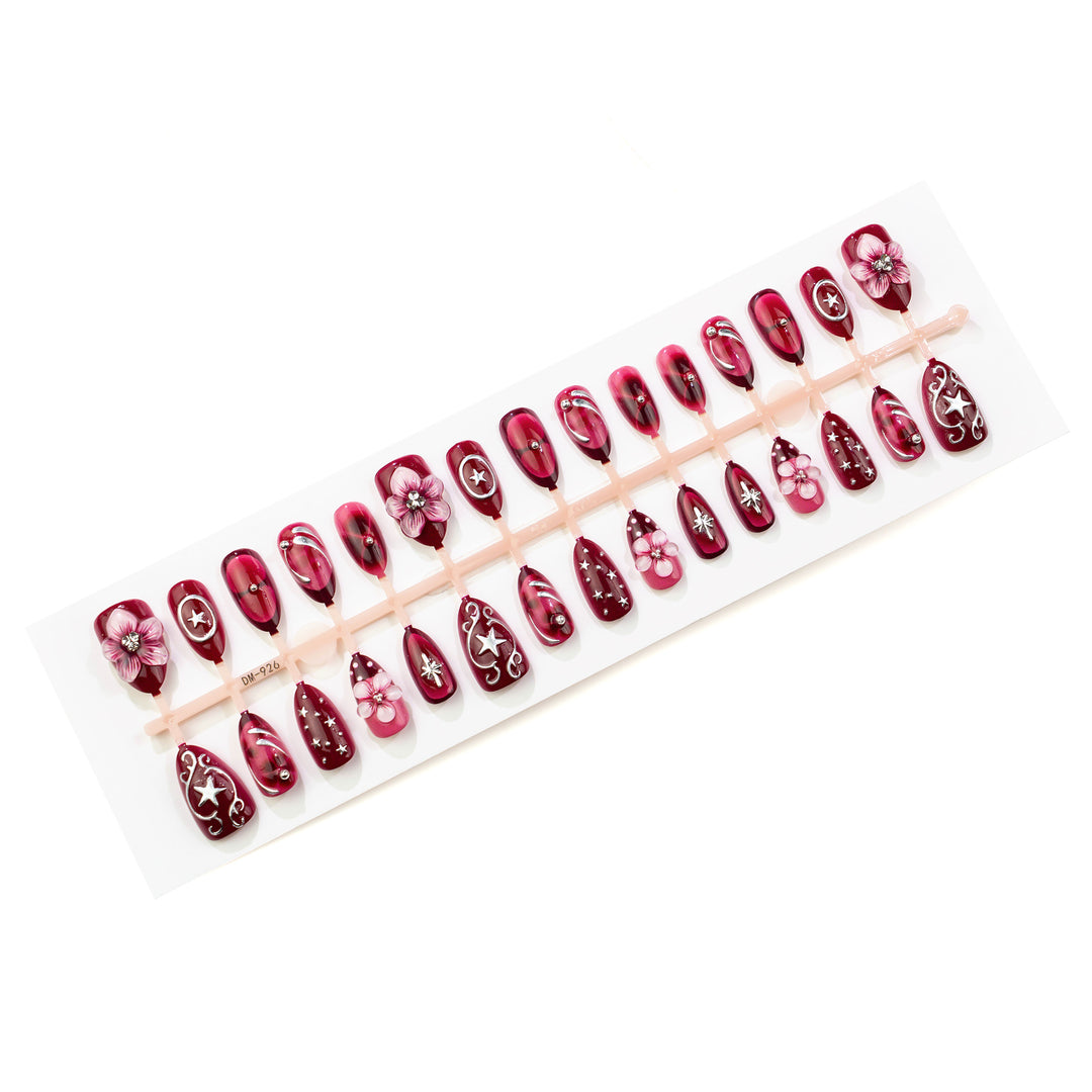 Artistic Floral Press-On Nail Art Set
