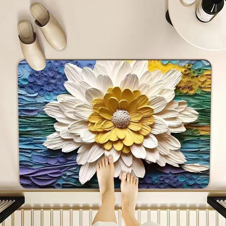Floral-Themed Memory Foam Bathroom Mat Kalsten