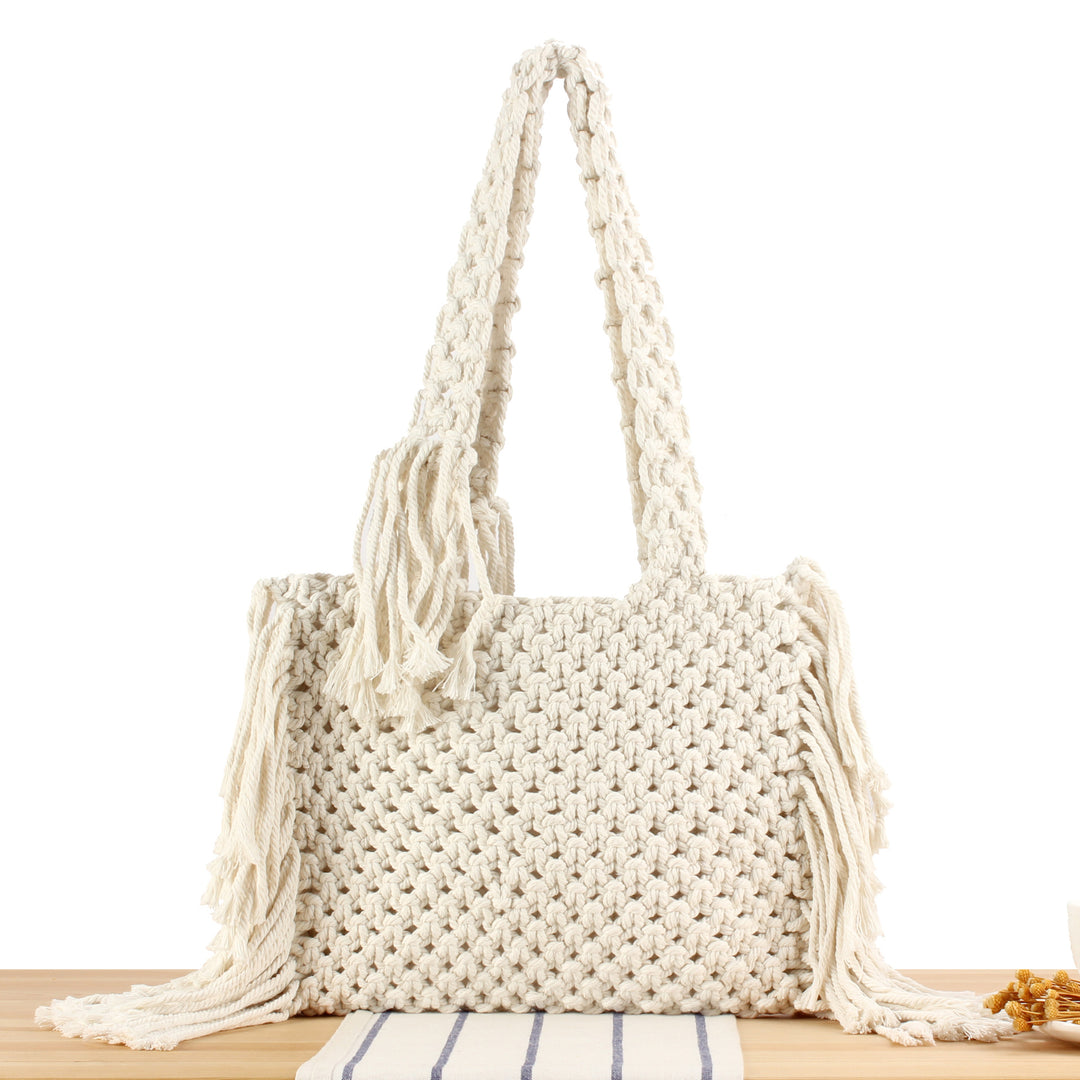 Handbag Made of Handmade Macramé with Elegant Fringe Decoration Kalsten