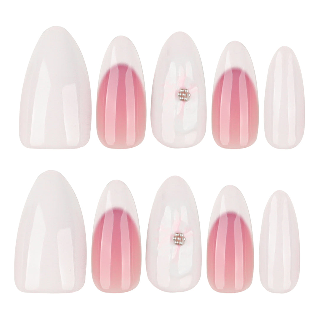 Artificial nails with flower accents and French tip Kalsten