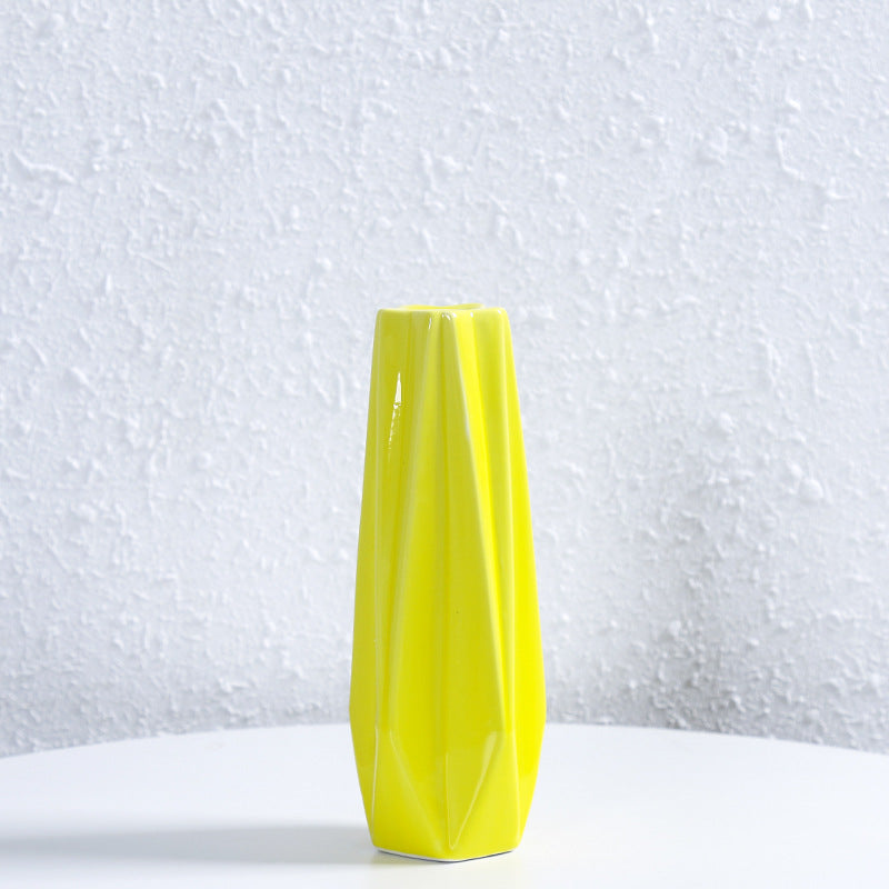 Geometric Faceted Ceramic Flower Vase Kalsten