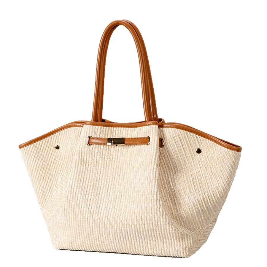 Elegant Textured Straw Tote