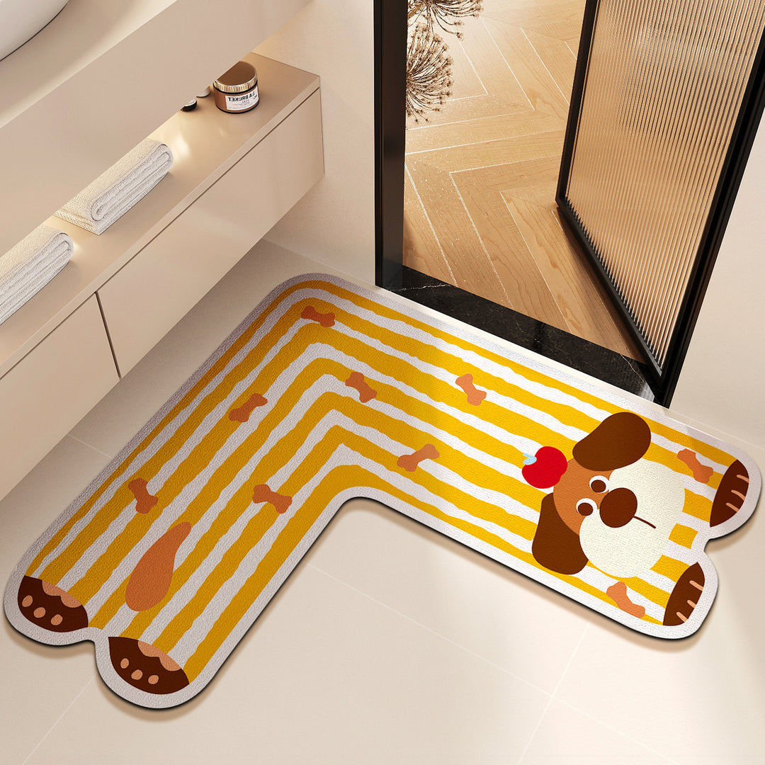 Cartoon-Themed Pet Design Bath Mat